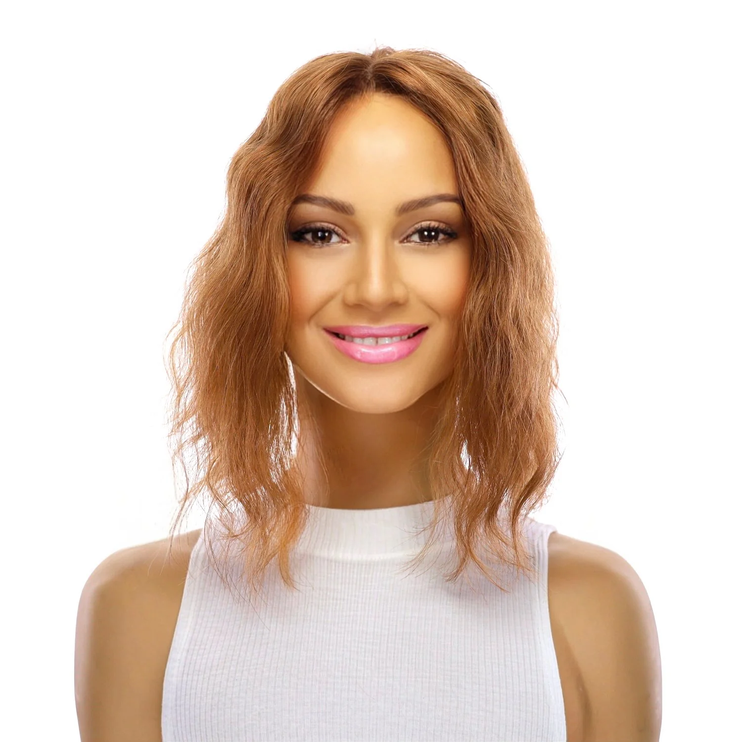 14" Topaz Lace Top Topper Strawberry Blonde Wavy - Image 2