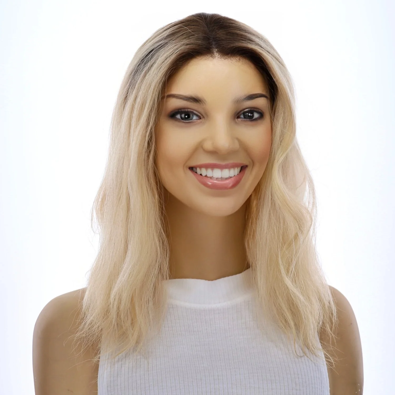 16" Divine Lace Top Topper Beige Blonde Wavy