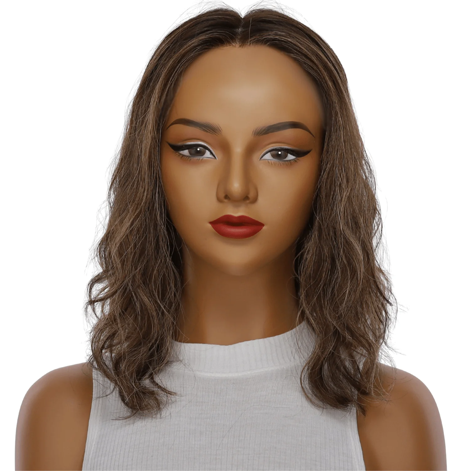 16" Divine Lace Top Topper Dark Brown w/ Highlights Wavy - Image 2