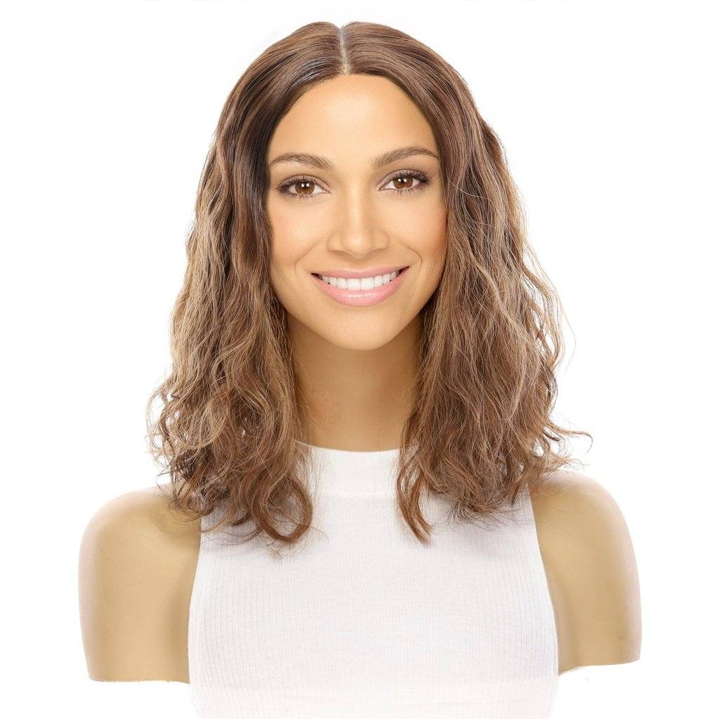 16" Divine Lace Top Topper Medium Brown Balayage Wavy - Image 2