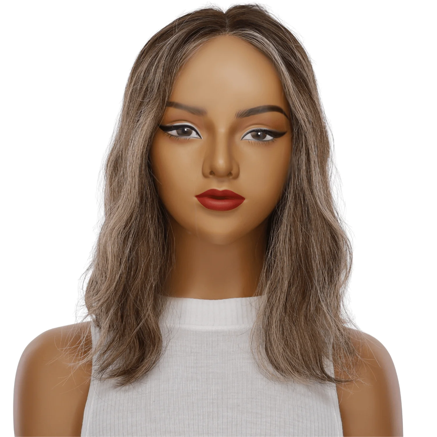 16" Divine Lace Top Topper Medium Brown w/ Highlights Wavy - Image 2