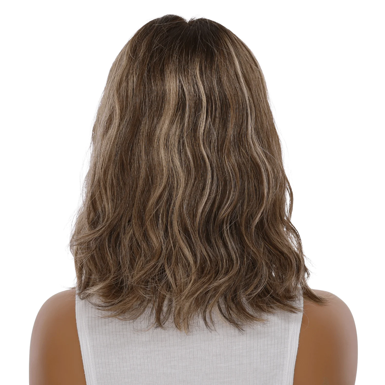 16" Divine Lace Top Topper Medium Brown w/ Highlights Wavy - Image 3