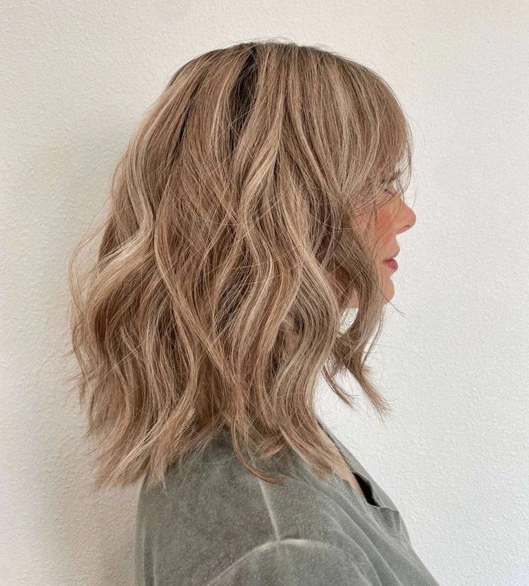 16" Divine Lace Top Wig Ashy Blonde w/ Highlights & Bang Cut - Image 2