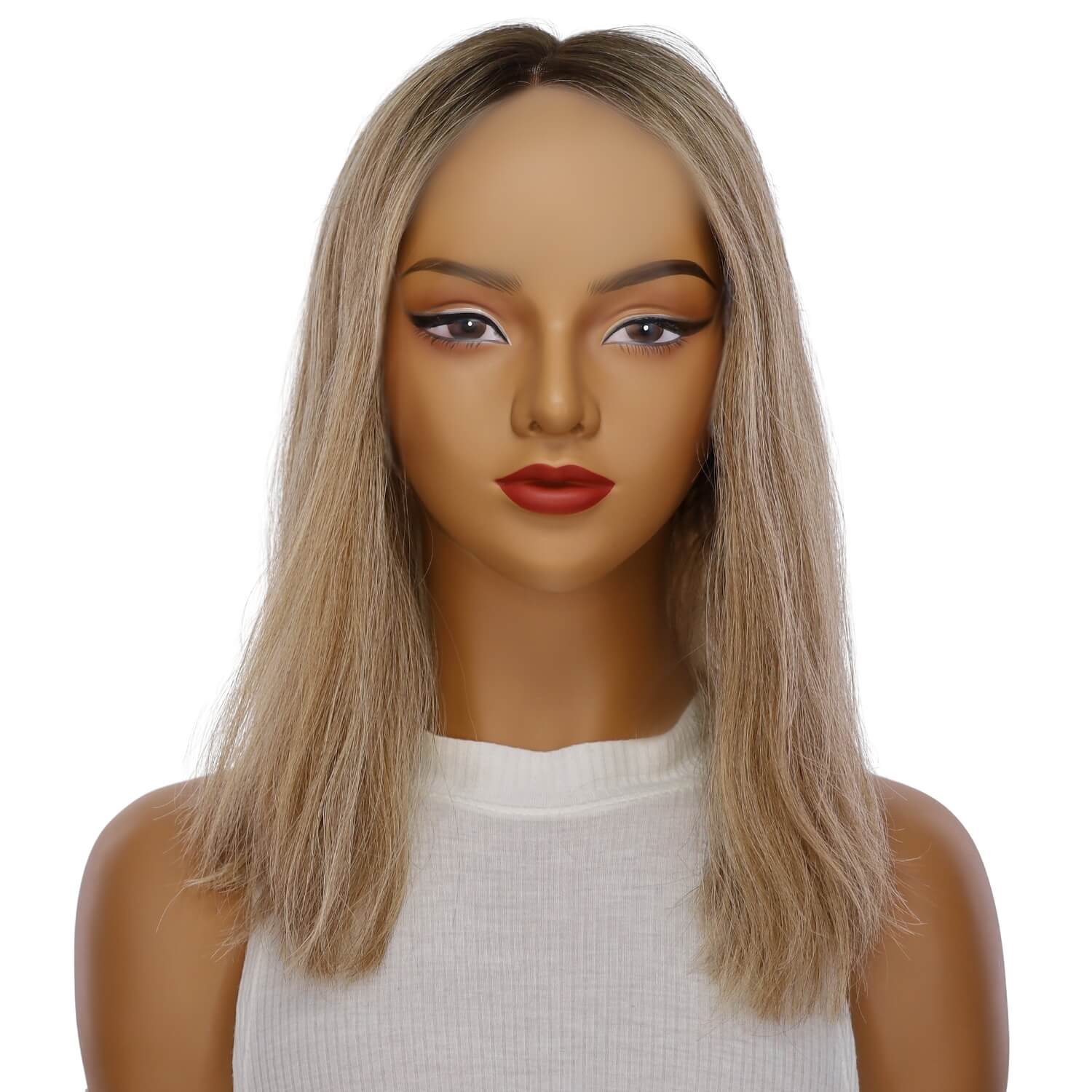 16" Divine Lace Top Wig Ashy Blonde w/ Highlights Wavy - Image 2