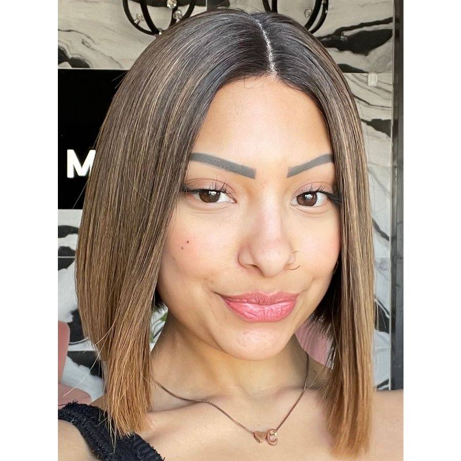 16" Divine Lace Top Wig Dark Brown Ombre w/ A-Line Bob - Image 3