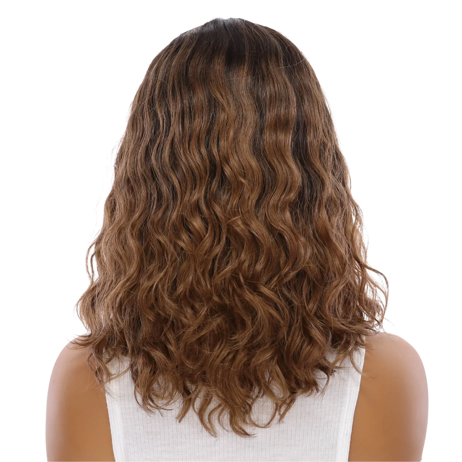 16" Divine Lace Top Wig Dark Brown Ombre Wavy - Image 3