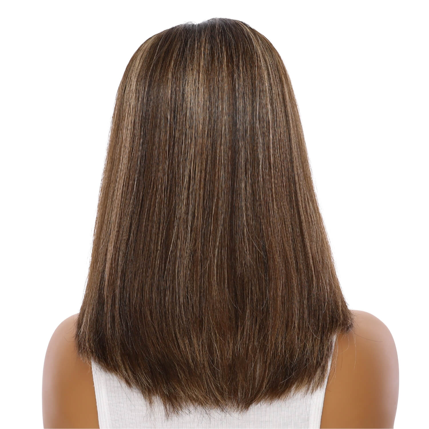 16" Divine Lace Top Wig Dark Brown w/ Highlights - Image 3