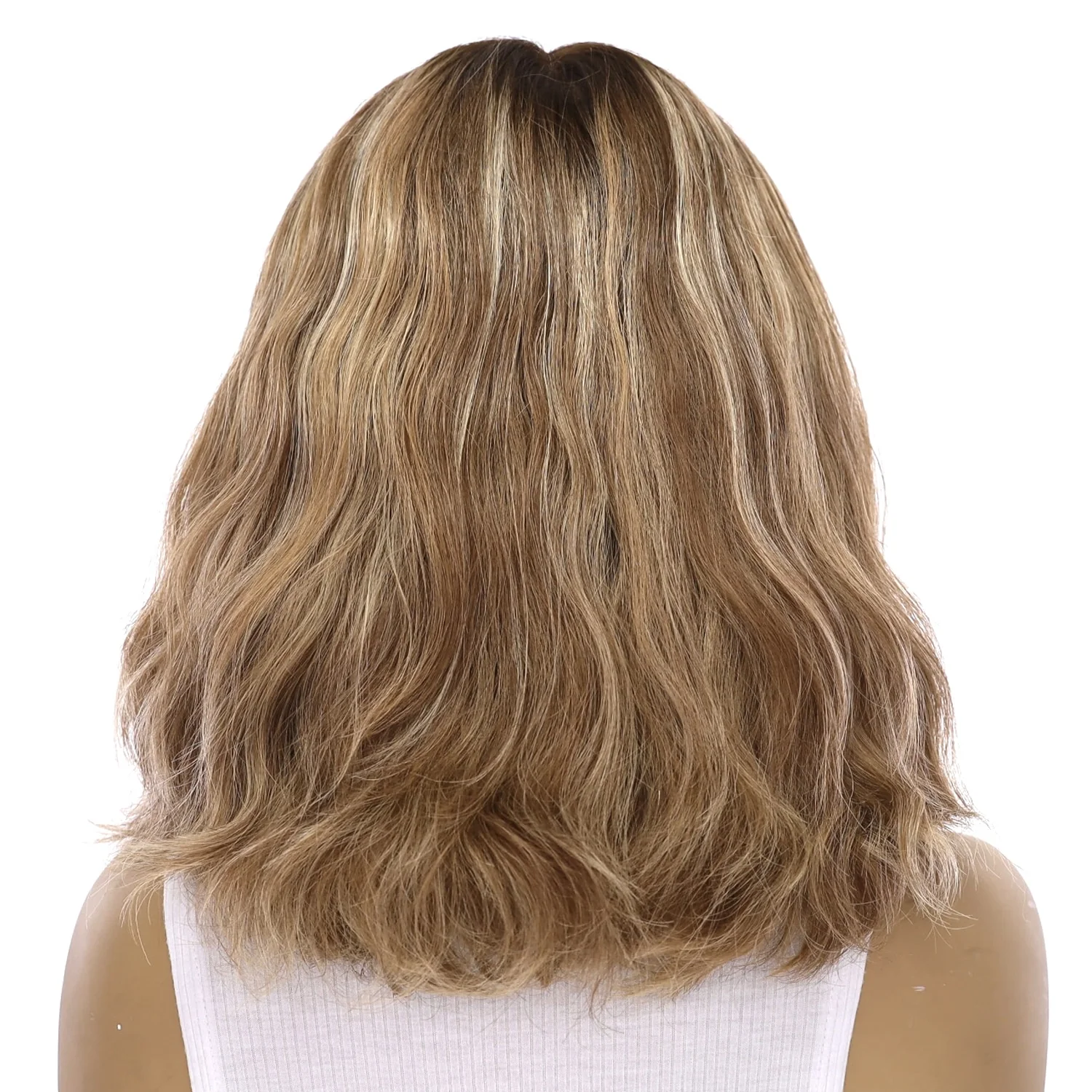 16" Divine Lace Top Wig Medium Blonde w/ Highlights Wavy - Image 3