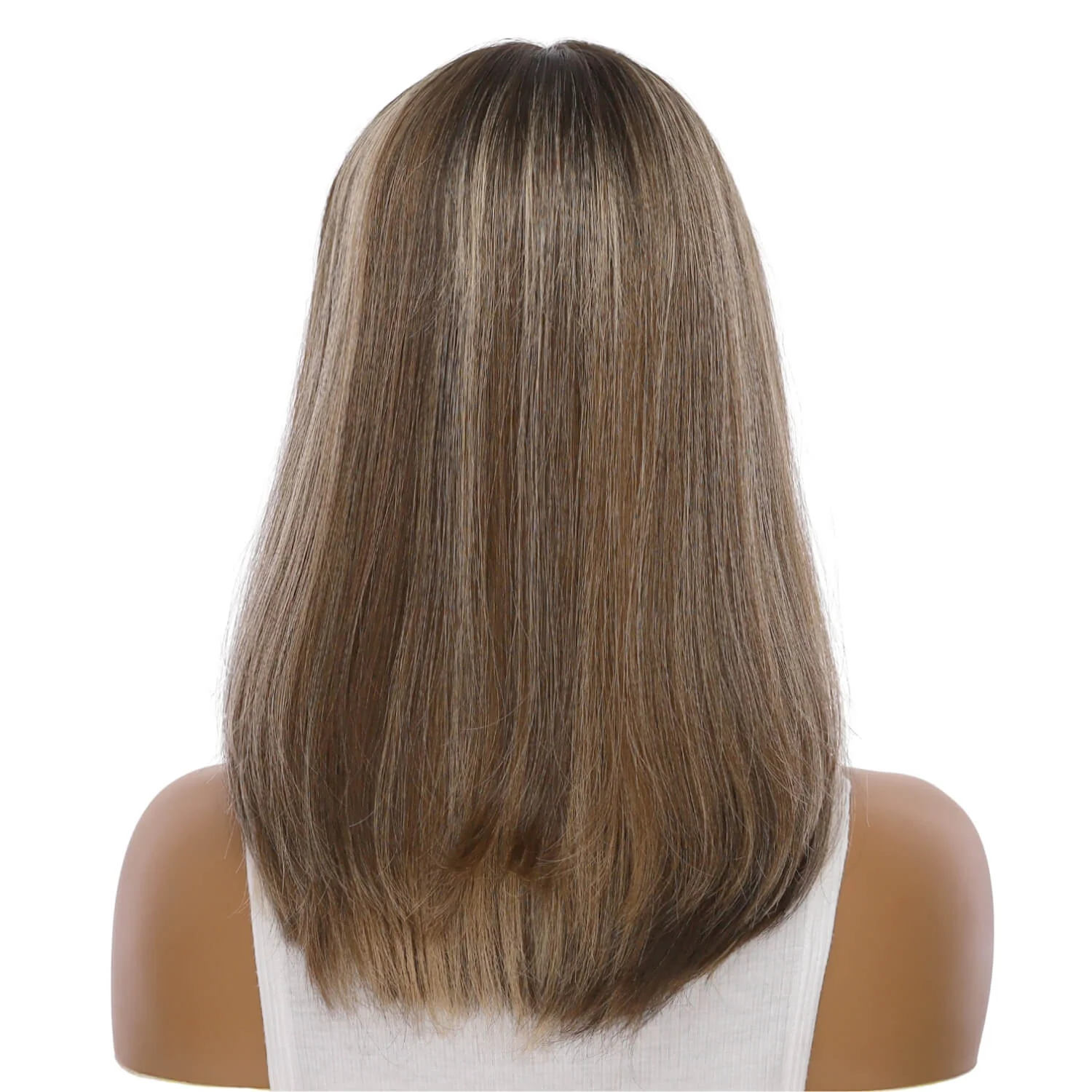 16" Divine Lace Top Wig Medium Brown w/ Highlights - Image 3