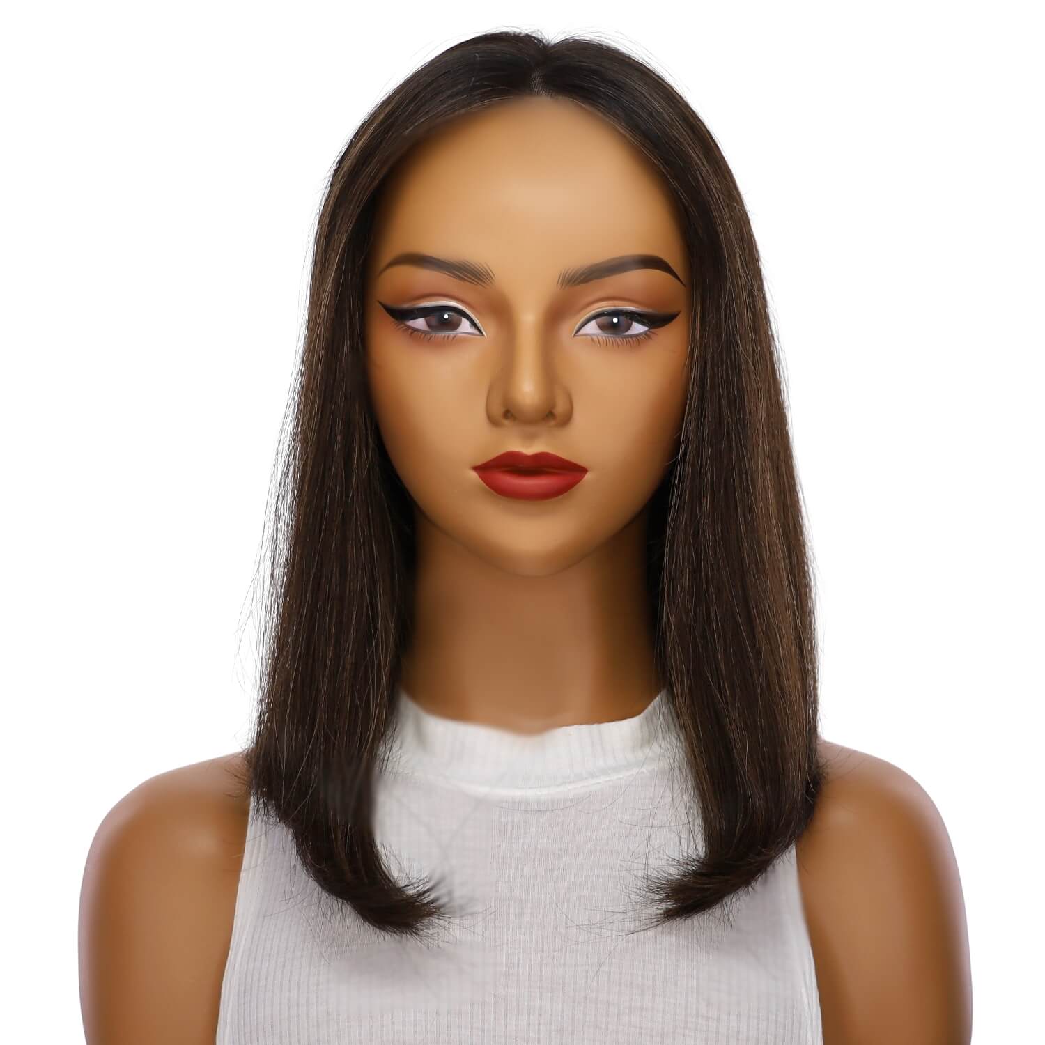 16" Divine Lace Top Wig Soft Black w/ Highlights - Image 2
