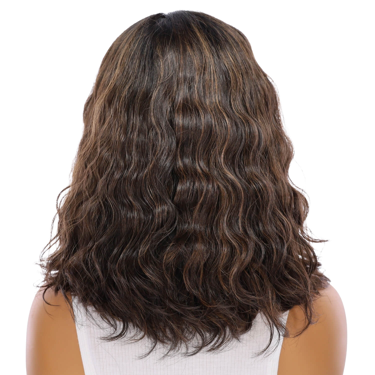 16" Divine Lace Top Wig Soft Black w/ Highlights Wavy - Image 3