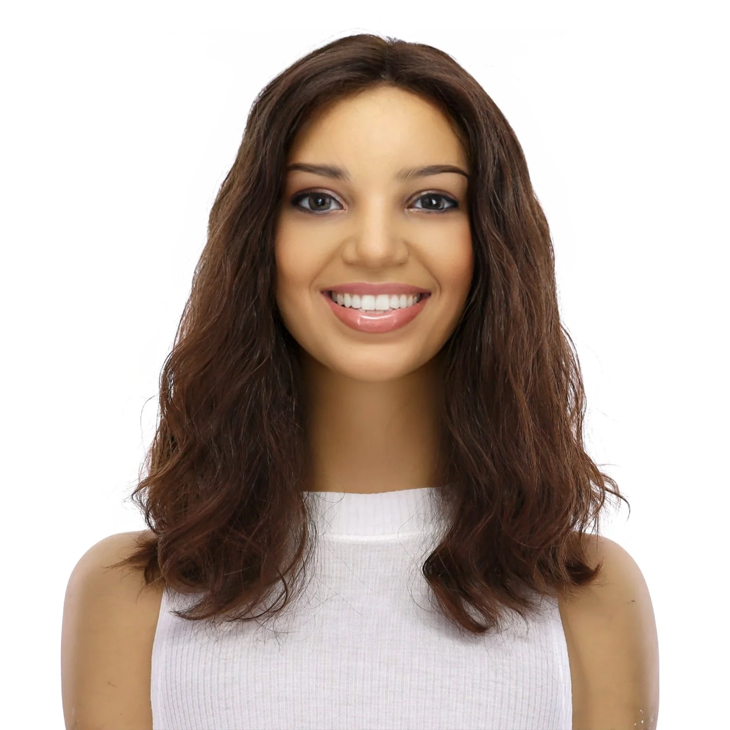 16" Divine Luxe Lace Top Topper #5 Warm Dark Brown Wavy - Image 2
