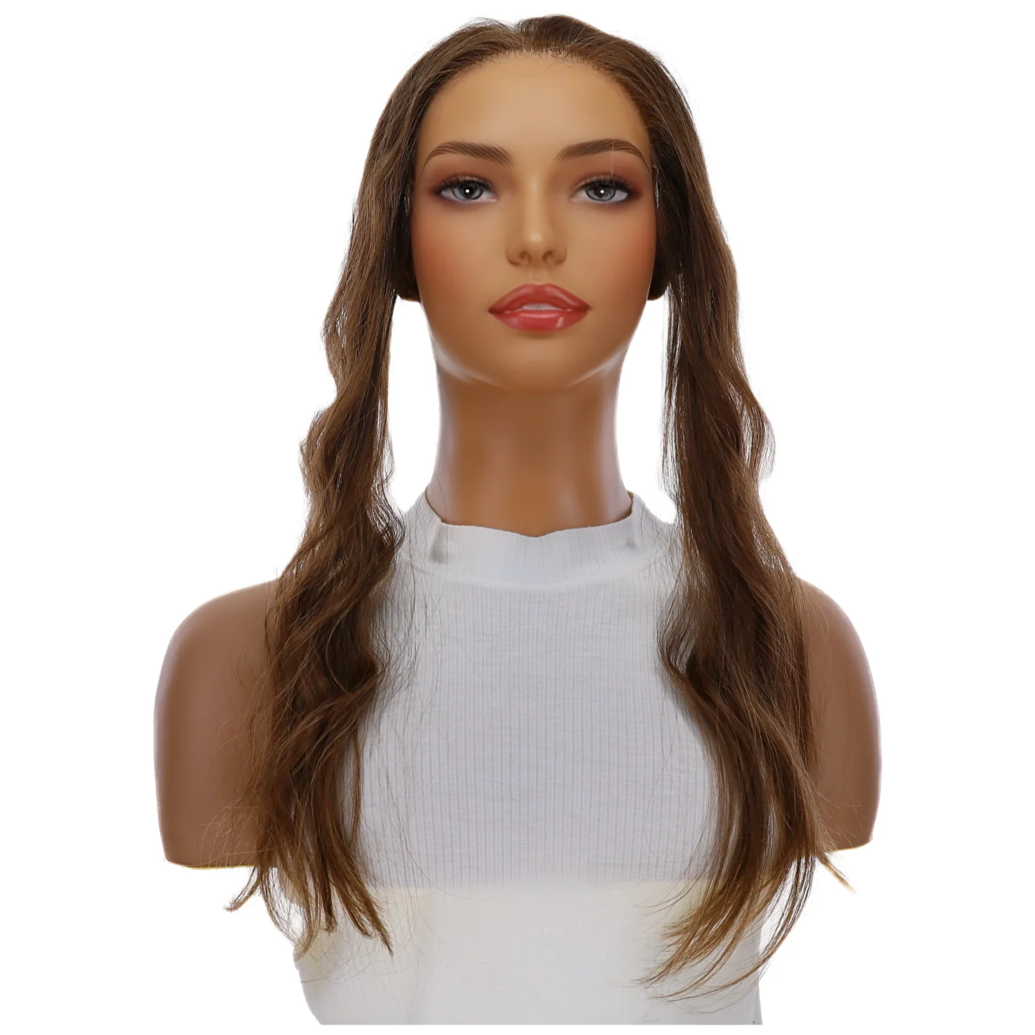 16" Hairline Topper #8 Warm Medium Brown Wavy - Image 2