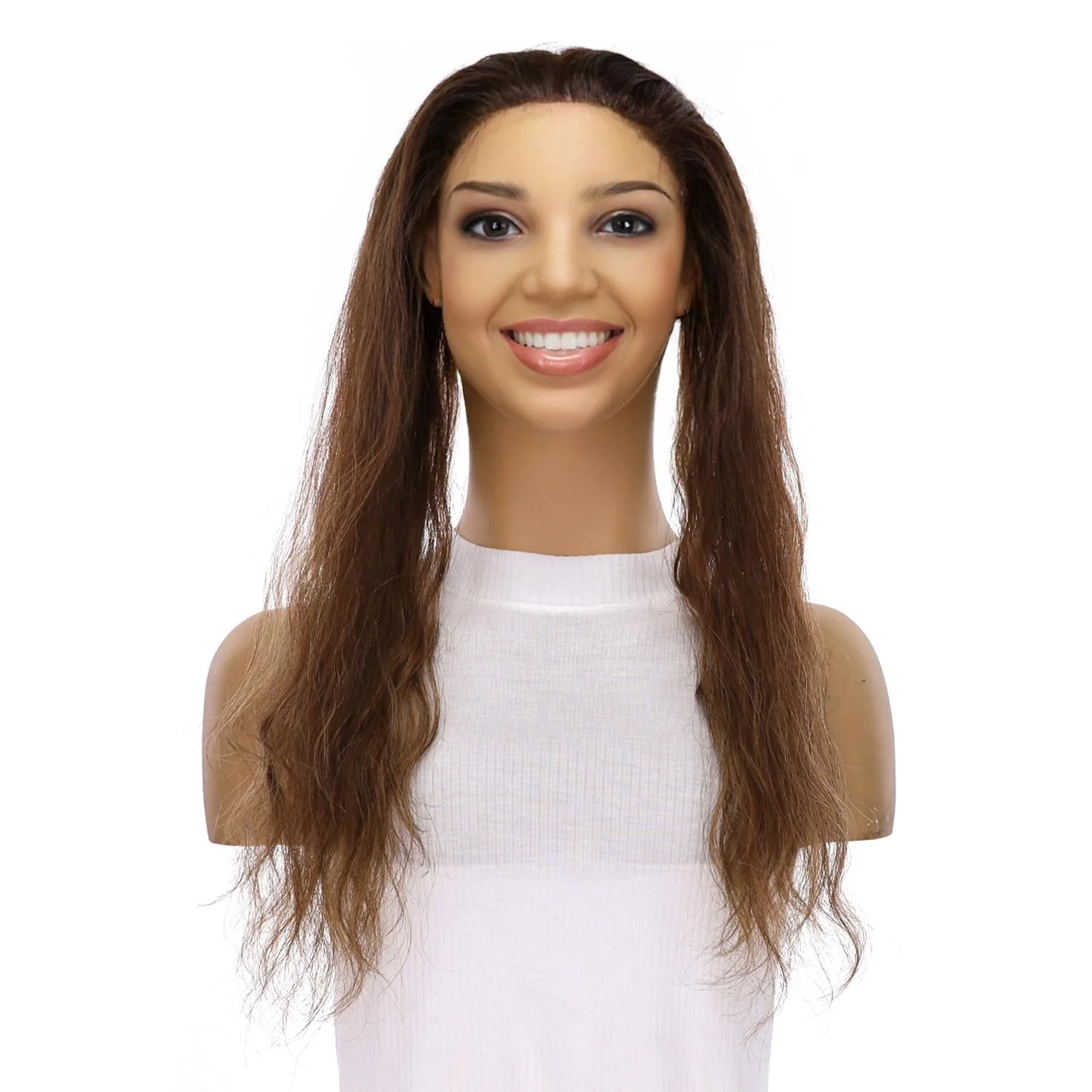 16" Hairline Topper Medium Brown Balayage Wavy - Image 2