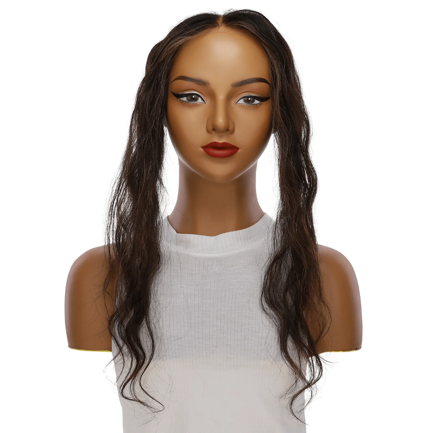 16" Hairline Topper #Soft Black w/ Highlights Wavy - Image 2