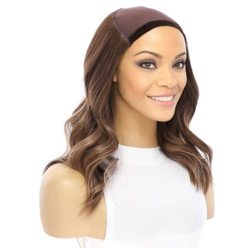 16" HatFall Wig Medium Brown Balayage - Image 3