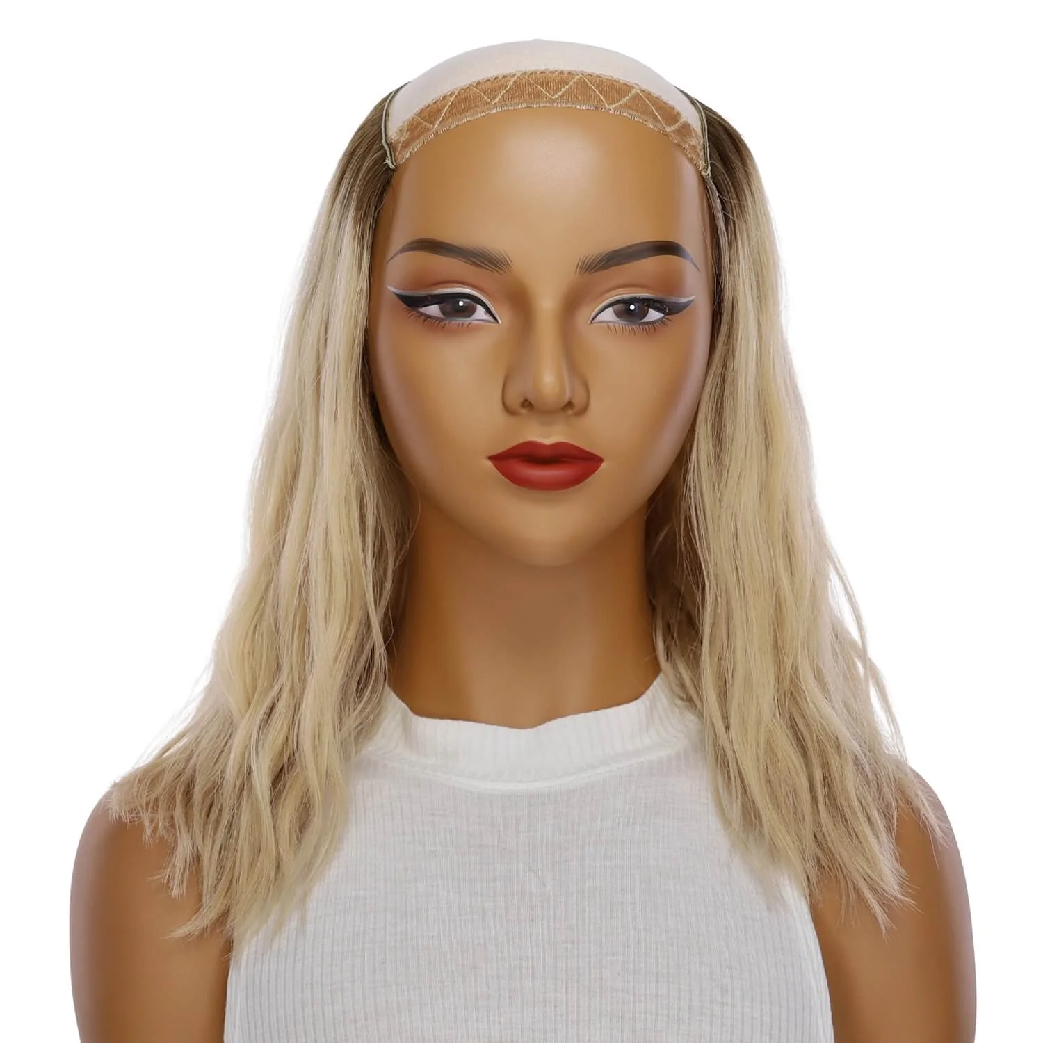 16" HatFall Wig Beige Blonde Wavy - Image 2