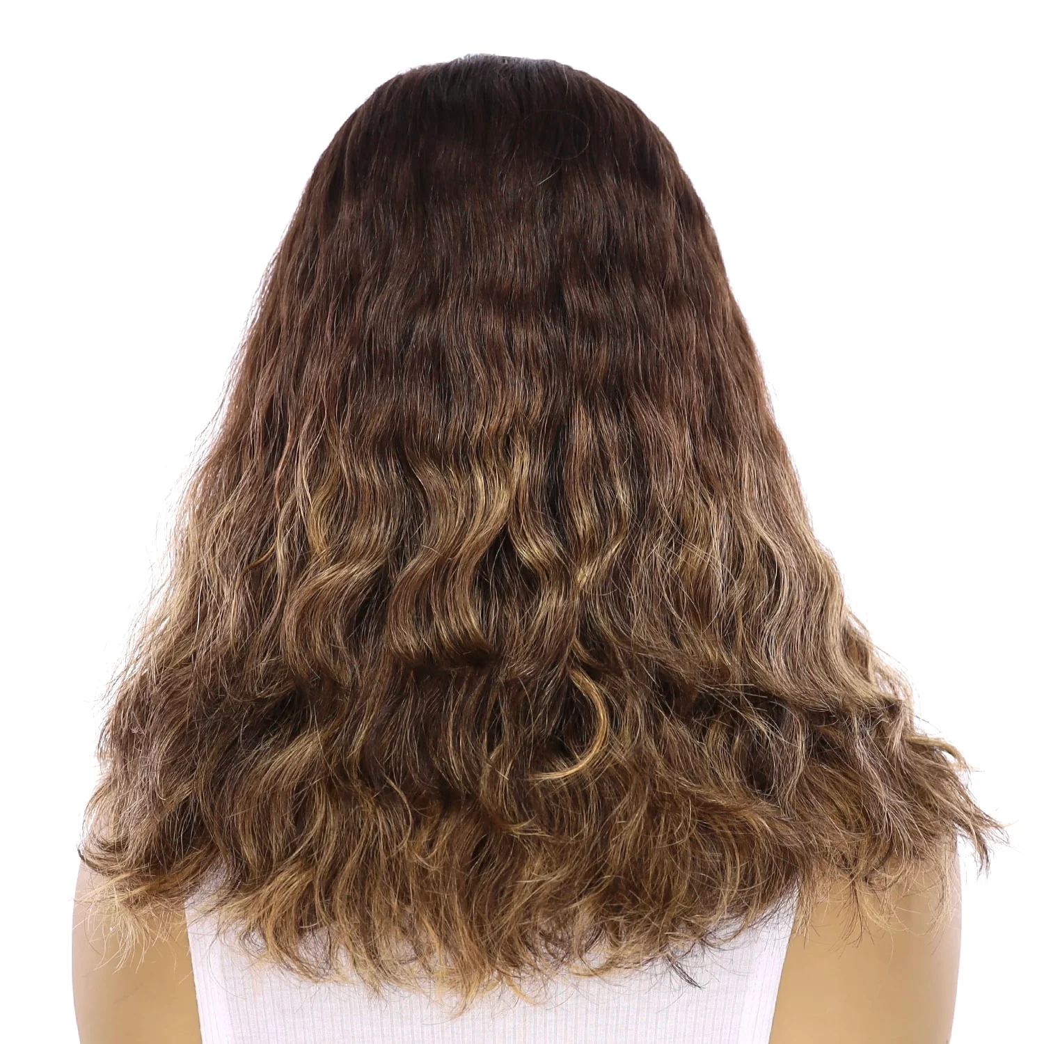 16" HatFall Wig Dark Brown Balayage Wavy - Image 3