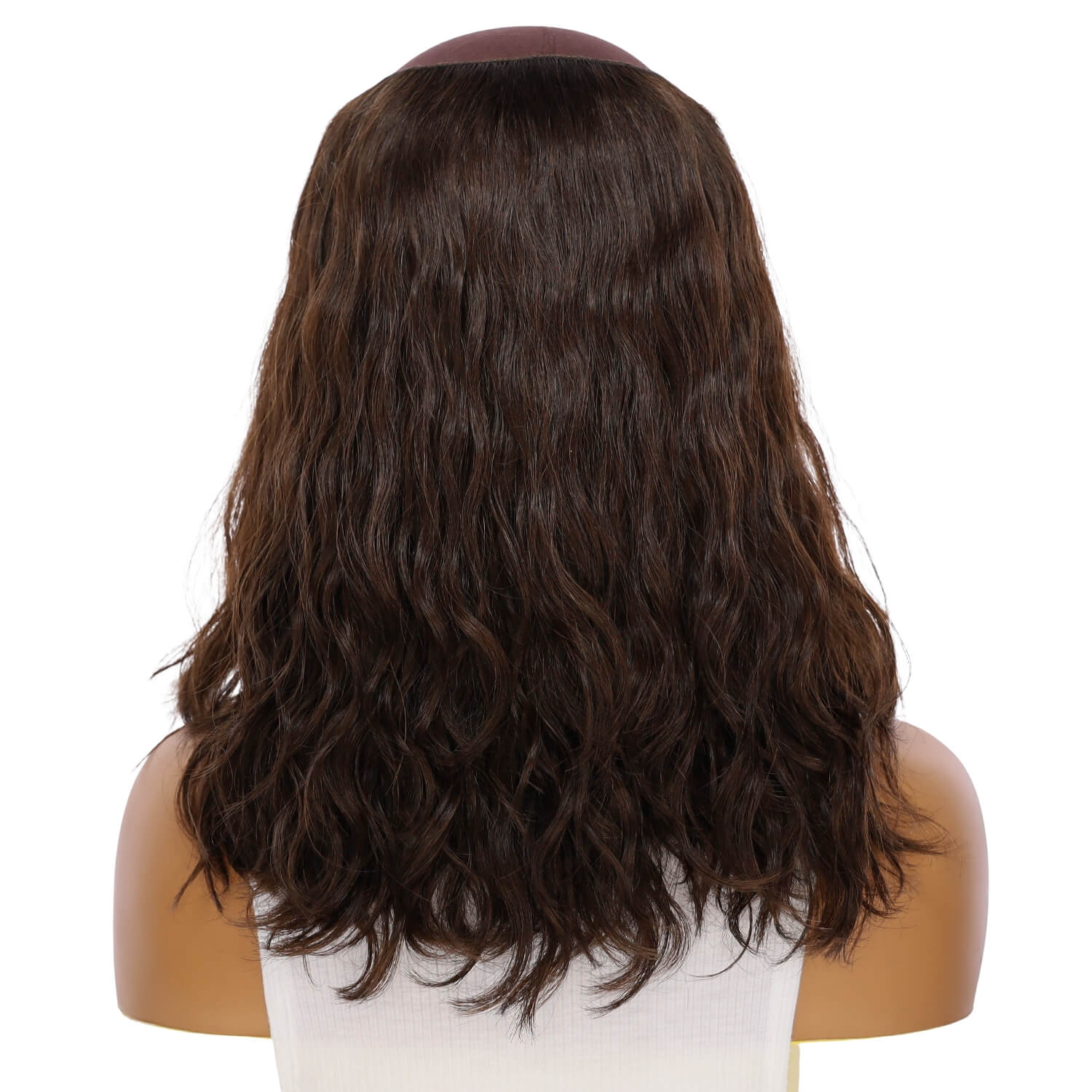 16" HatFall Wig Dark Brown Wavy - Image 3