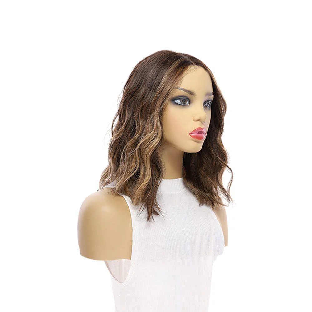 16" Divine Lace Top Wig Dark Brown Balayage w/ Money Pieces Wavy - Image 3