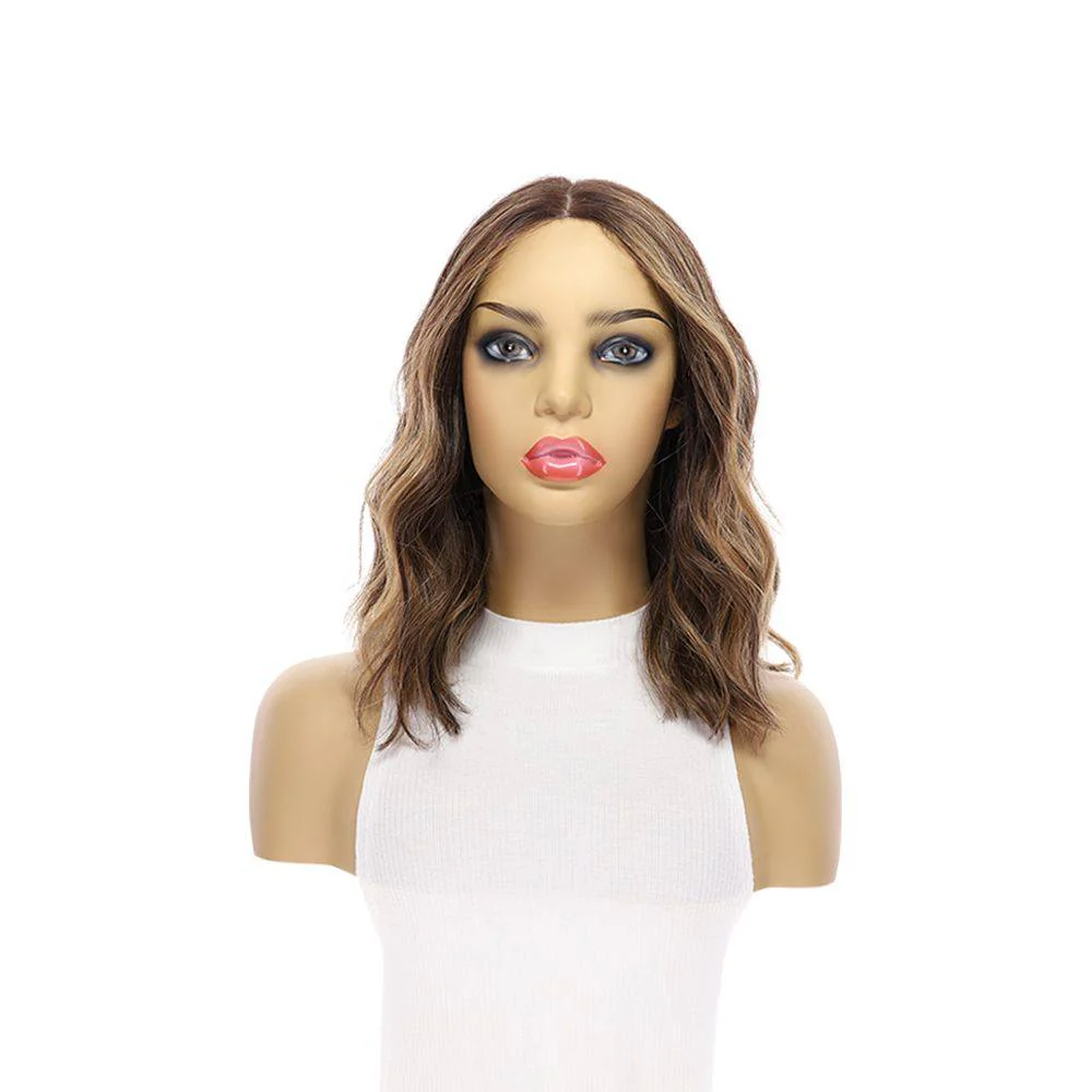 16" Divine Lace Top Wig Dark Brown Balayage w/ Money Pieces Wavy - Image 4