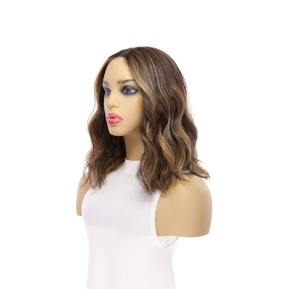 16" Divine Lace Top Wig Dark Brown Balayage w/ Money Pieces Wavy - Image 5
