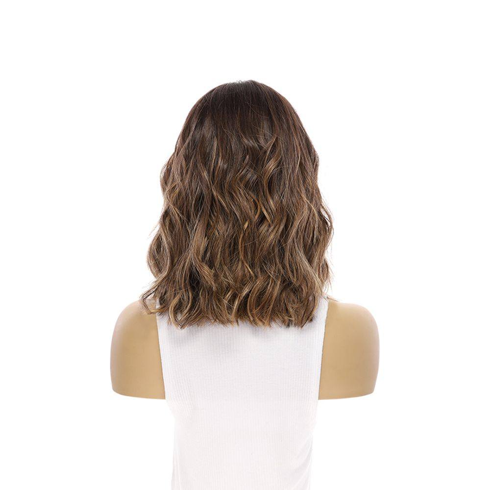 16" Divine Lace Top Wig Dark Brown Balayage w/ Money Pieces Wavy - Image 6