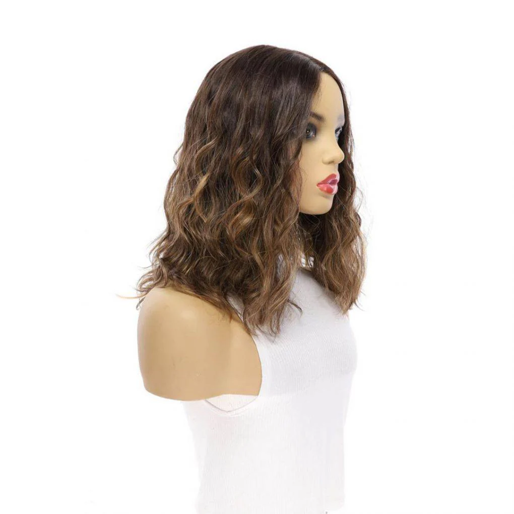 16" Divine Lace Top Wig Dark Brown Balayage Wavy - Image 3
