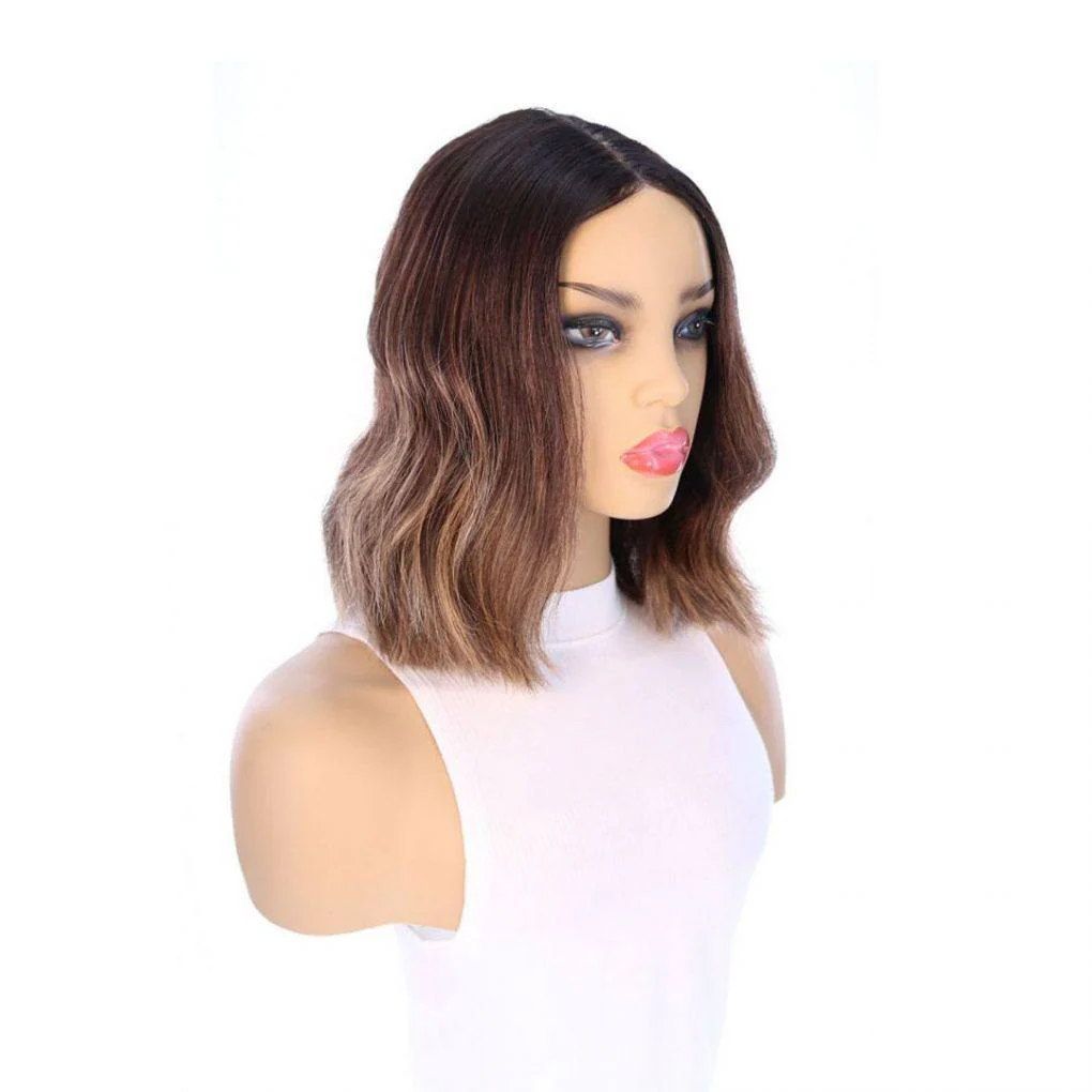 16" Divine Lace Top Wig Dark Brown Balayage w/ Partial Rooting - Image 3