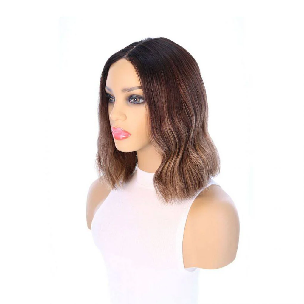 16" Divine Lace Top Wig Dark Brown Balayage w/ Partial Rooting - Image 6