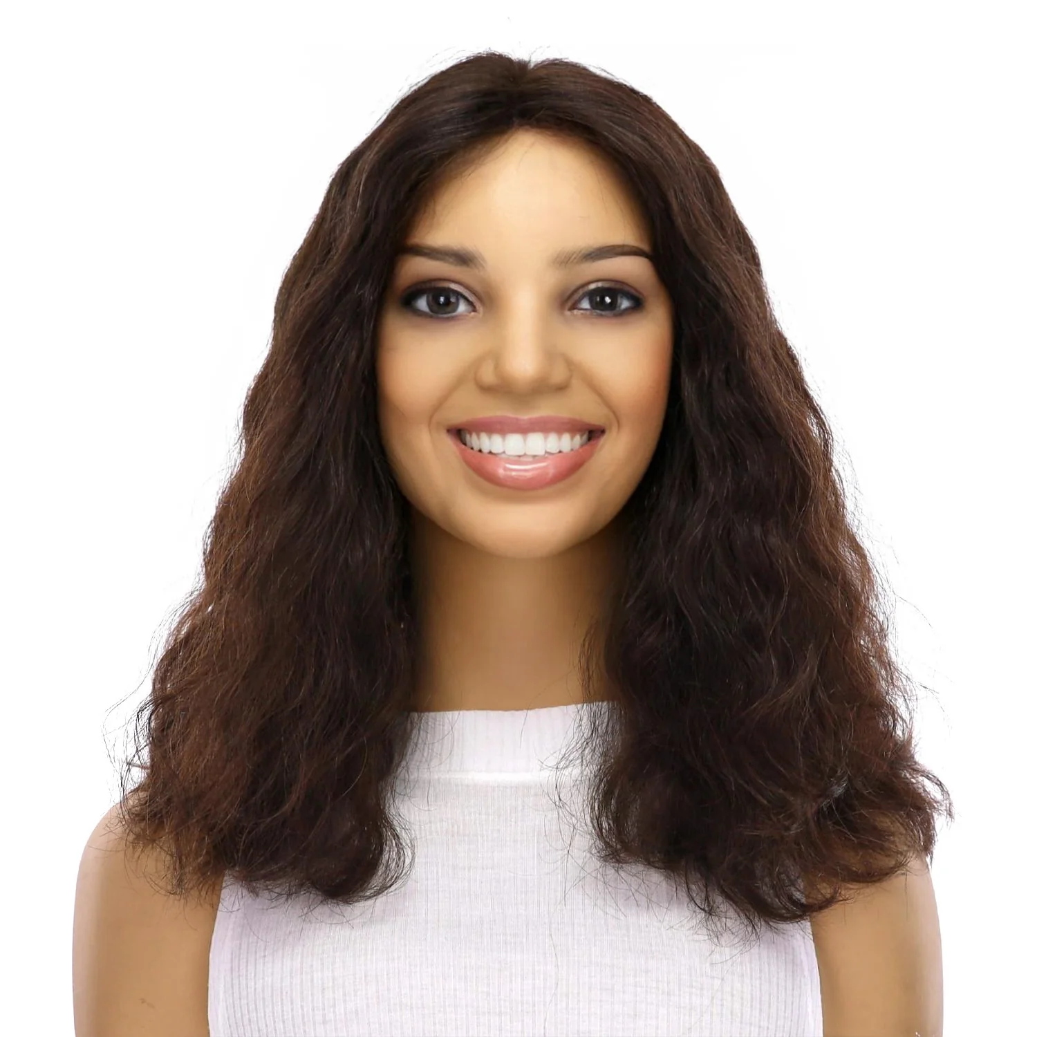 16" Divine Lace Top Wig Dark Brown Wavy - Image 2
