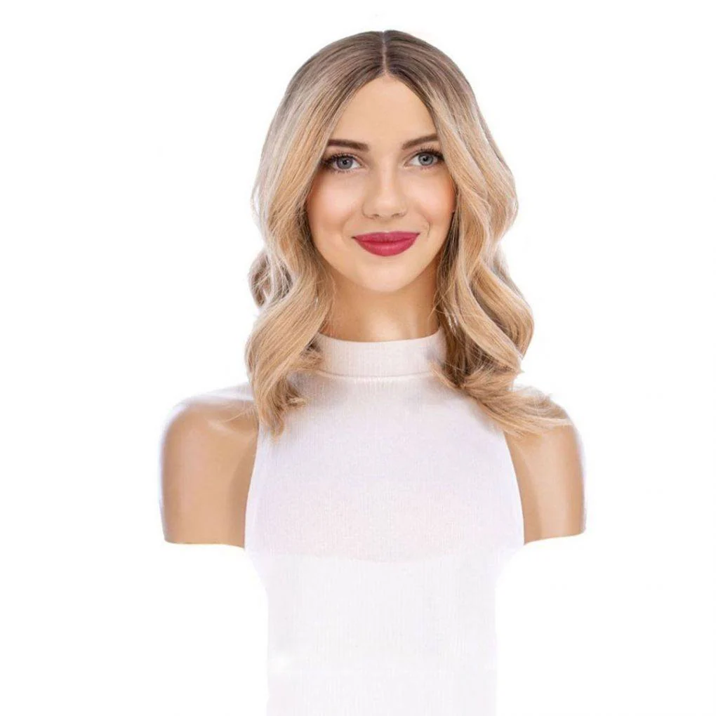 16" Divine Lace Top Wig Golden Blonde w/ Partial Rooting - Image 2