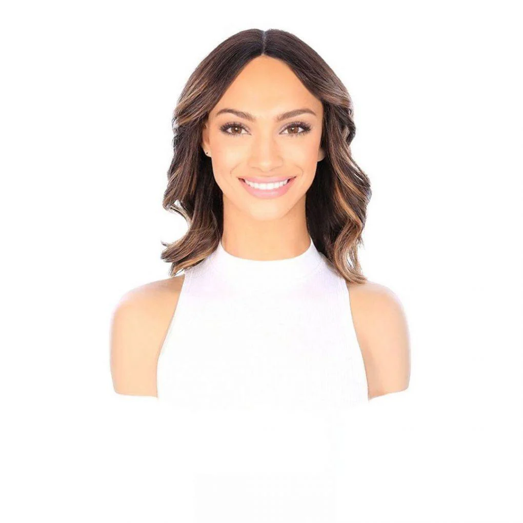 16" Divine Luxe Lace Top Wig #Dark Brown w/ Honey Blonde Balayage - Image 2