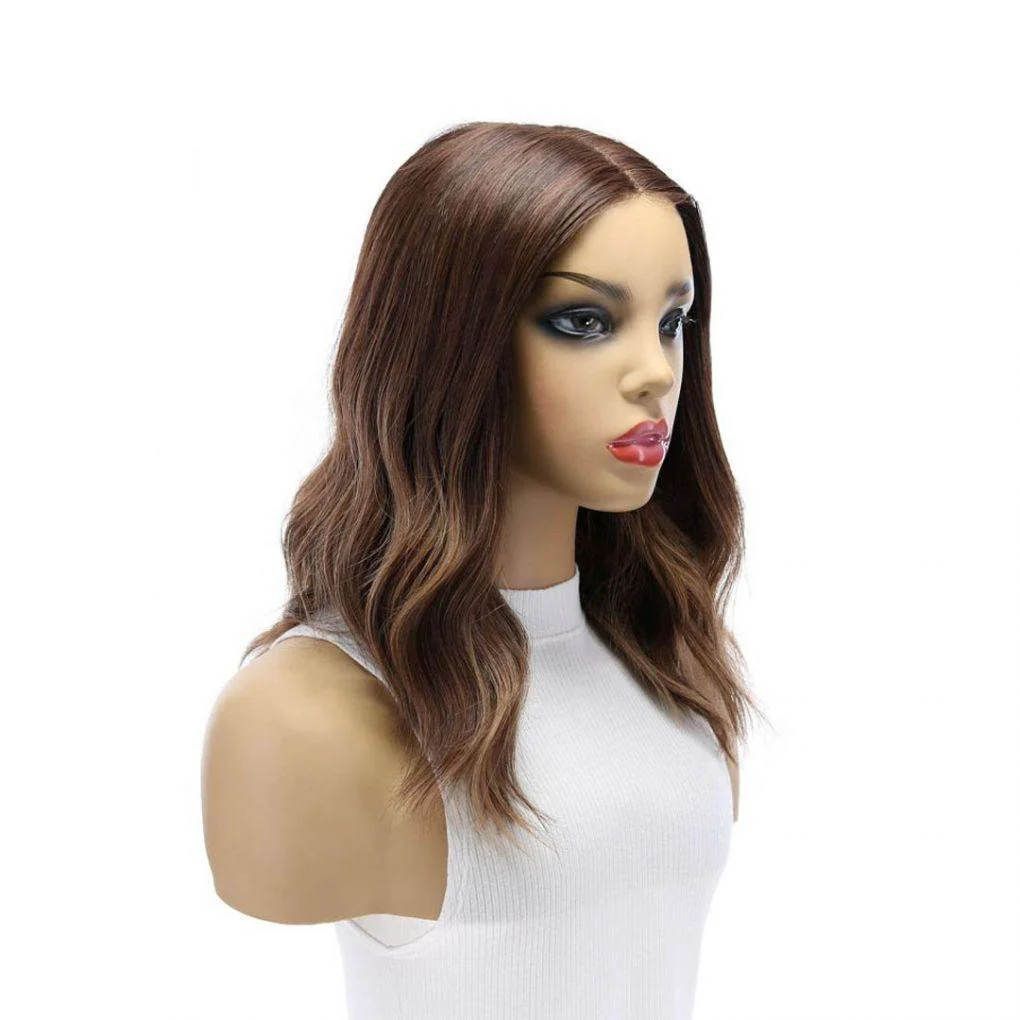 16" Divine Lace Top Wig Medium Brown Balayage - Image 3