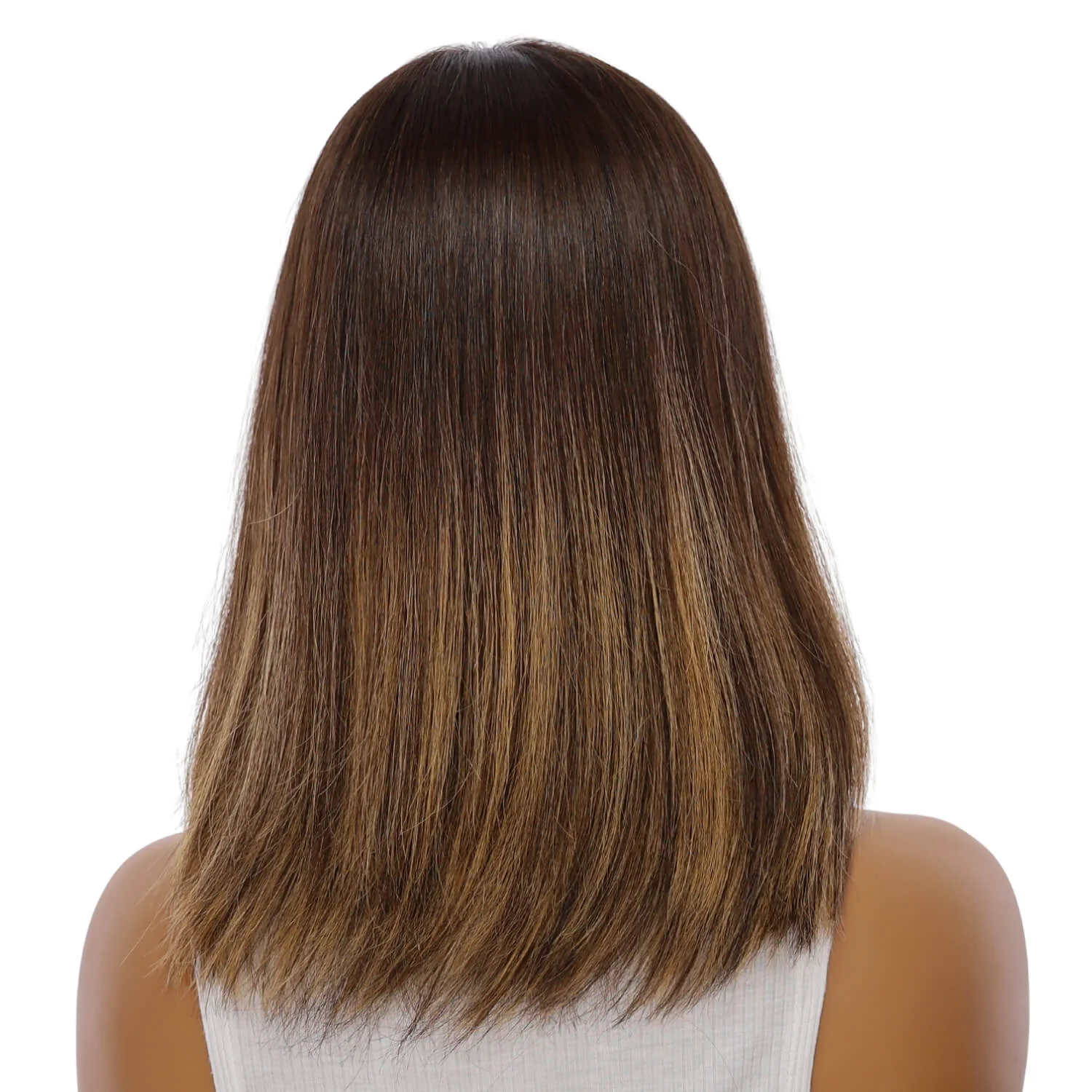 16" Princess Silk Top Wig Dark Brown Balayage - Image 3