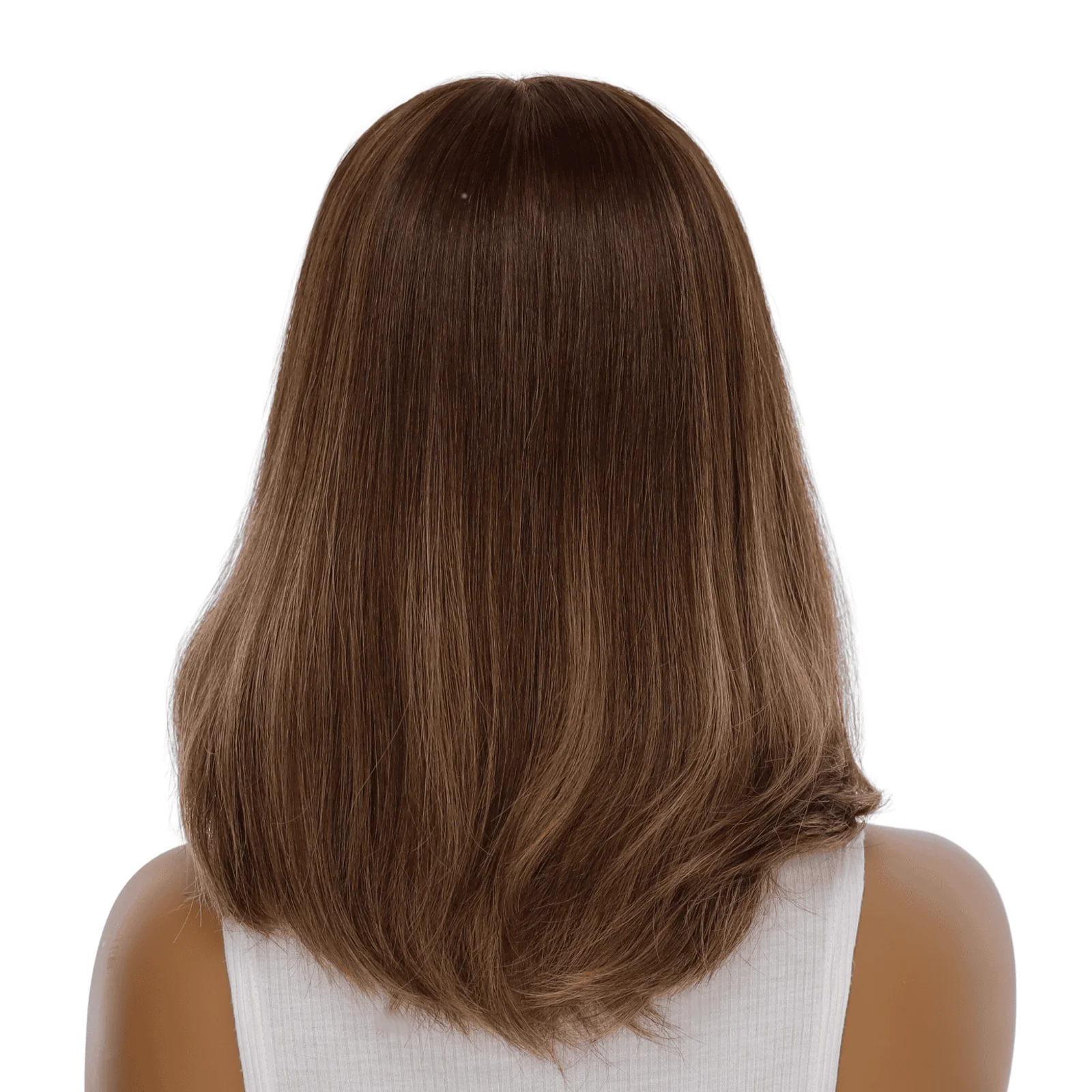 16" Princess Silk Top Wig Medium Brown Balayage - Image 3