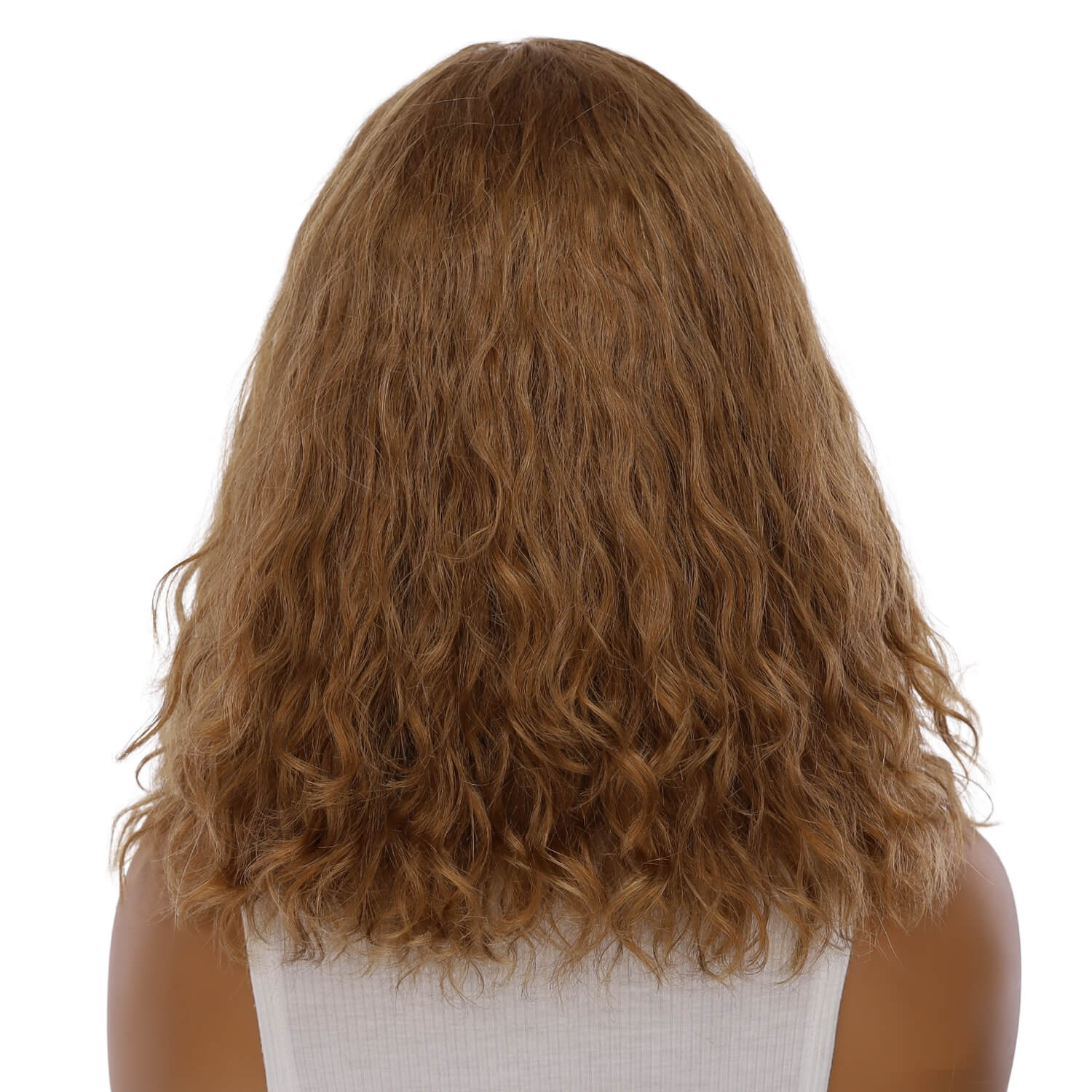 16" Luxe Silk Top Wig #12 Warm Light Brown Wavy - Image 3