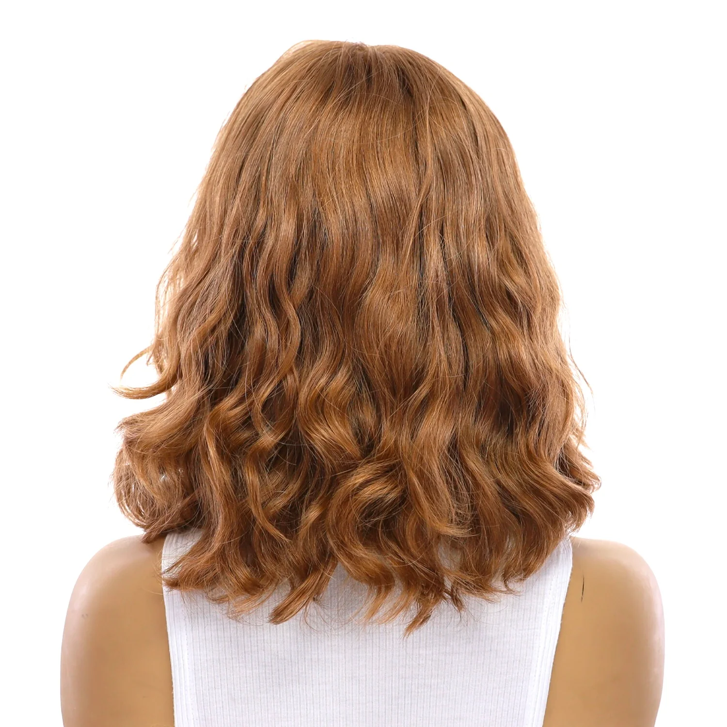 16" Luxe Silk Top Wig #14 Warm Dark Blonde Wavy - Image 3