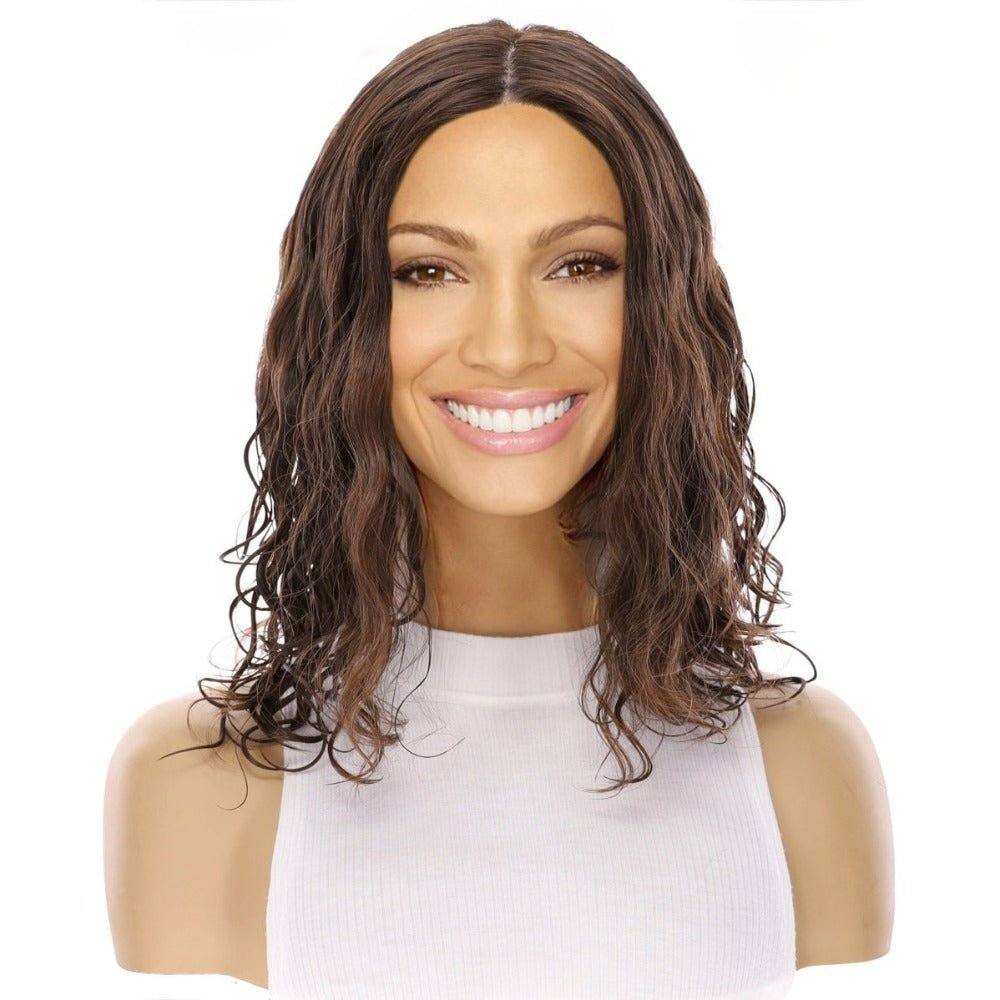 16" Luxe Silk Top Wig #5 Warm Dark Brown Wavy - Image 3