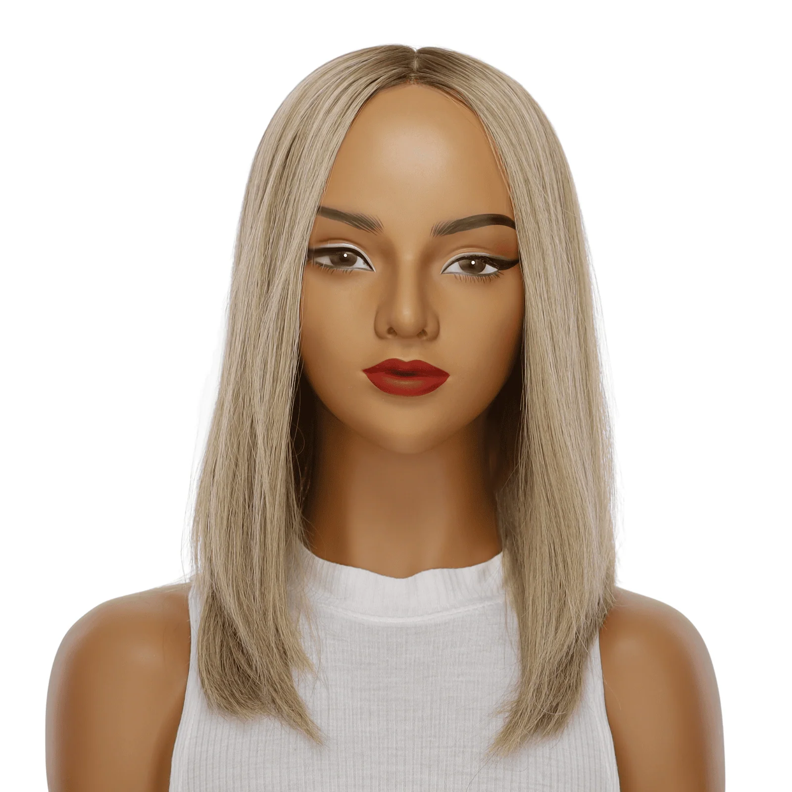 16" Ponytail Silk Part Wig Ash Blonde - Image 2