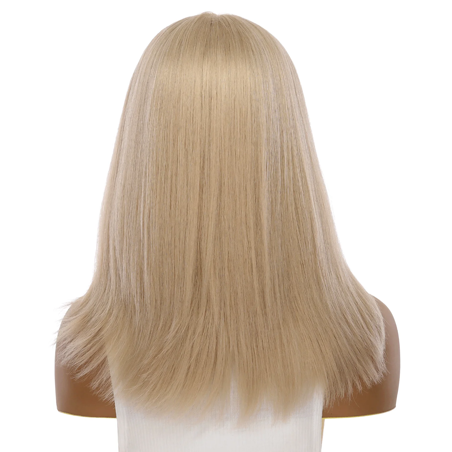 16" Ponytail Silk Part Wig Beige Blonde w/ No Rooting - Image 3
