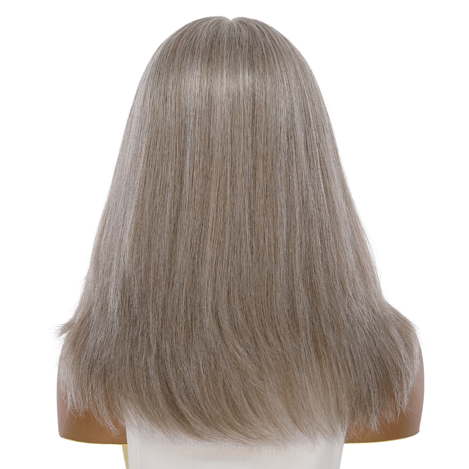 16" Ponytail Silk Part Wig Champagne Grey - Image 3