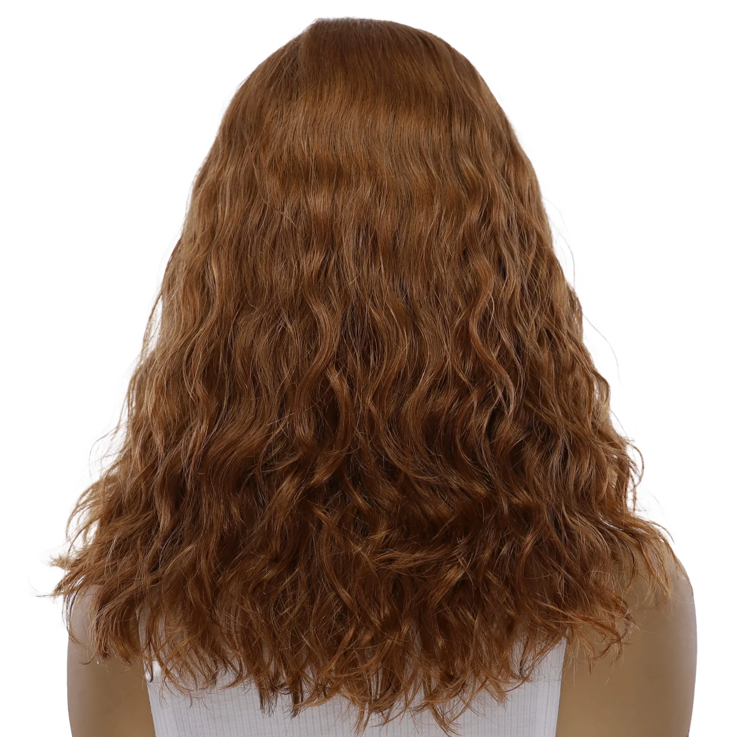 16" Ponytail Silk Part Wig Copper Wavy - Image 3