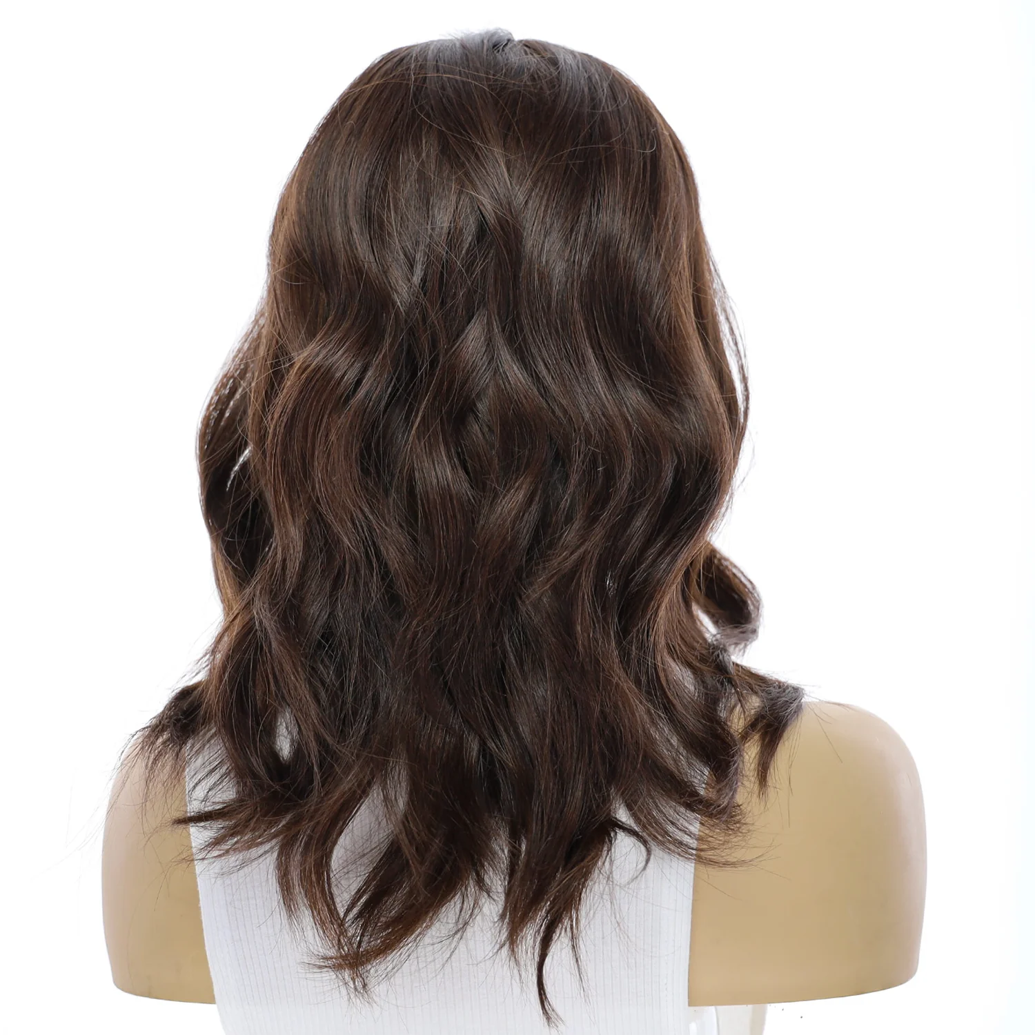 16" Ponytail Silk Part Wig Dark Brown - Image 3