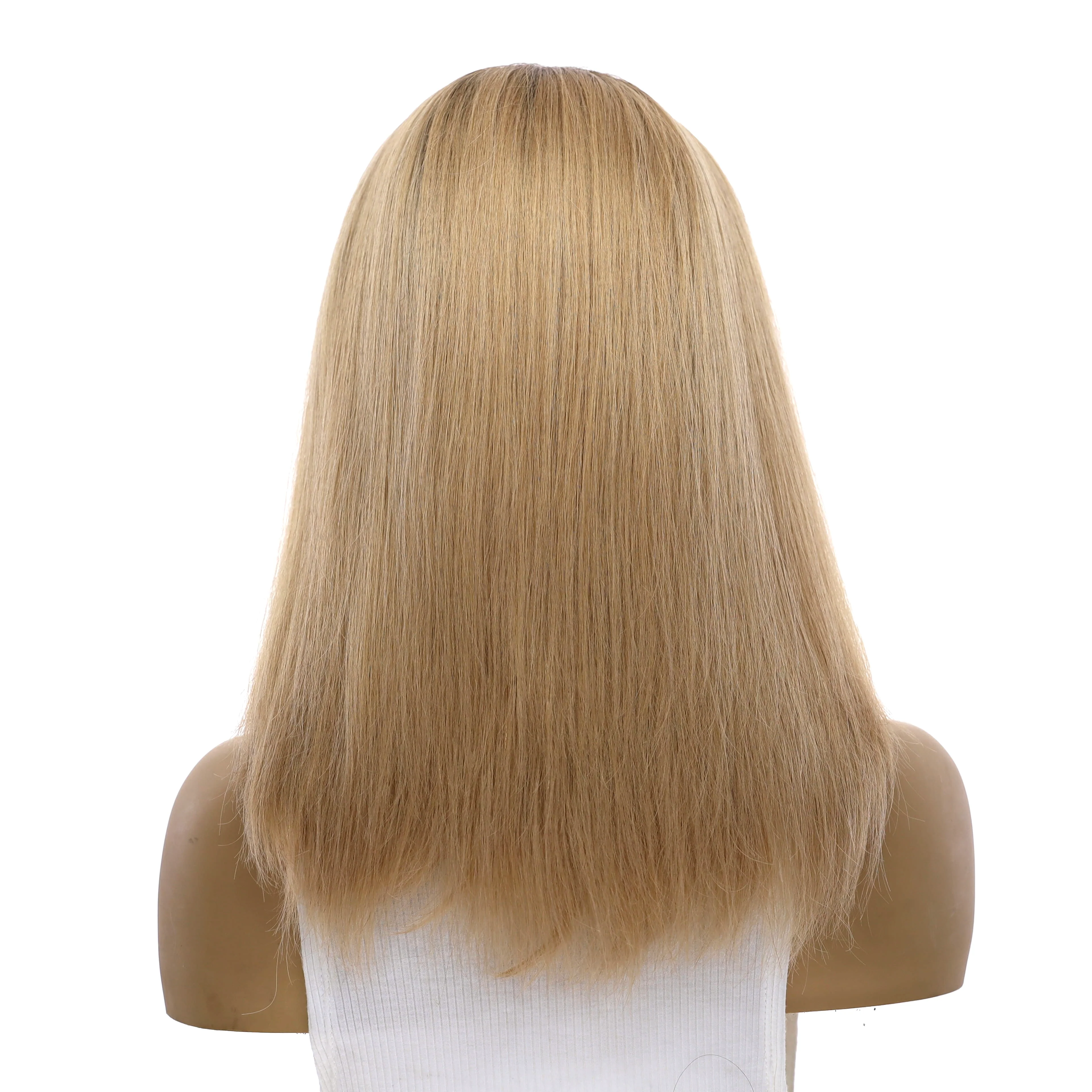 16" Ponytail Silk Part Wig Golden Blonde - Image 3