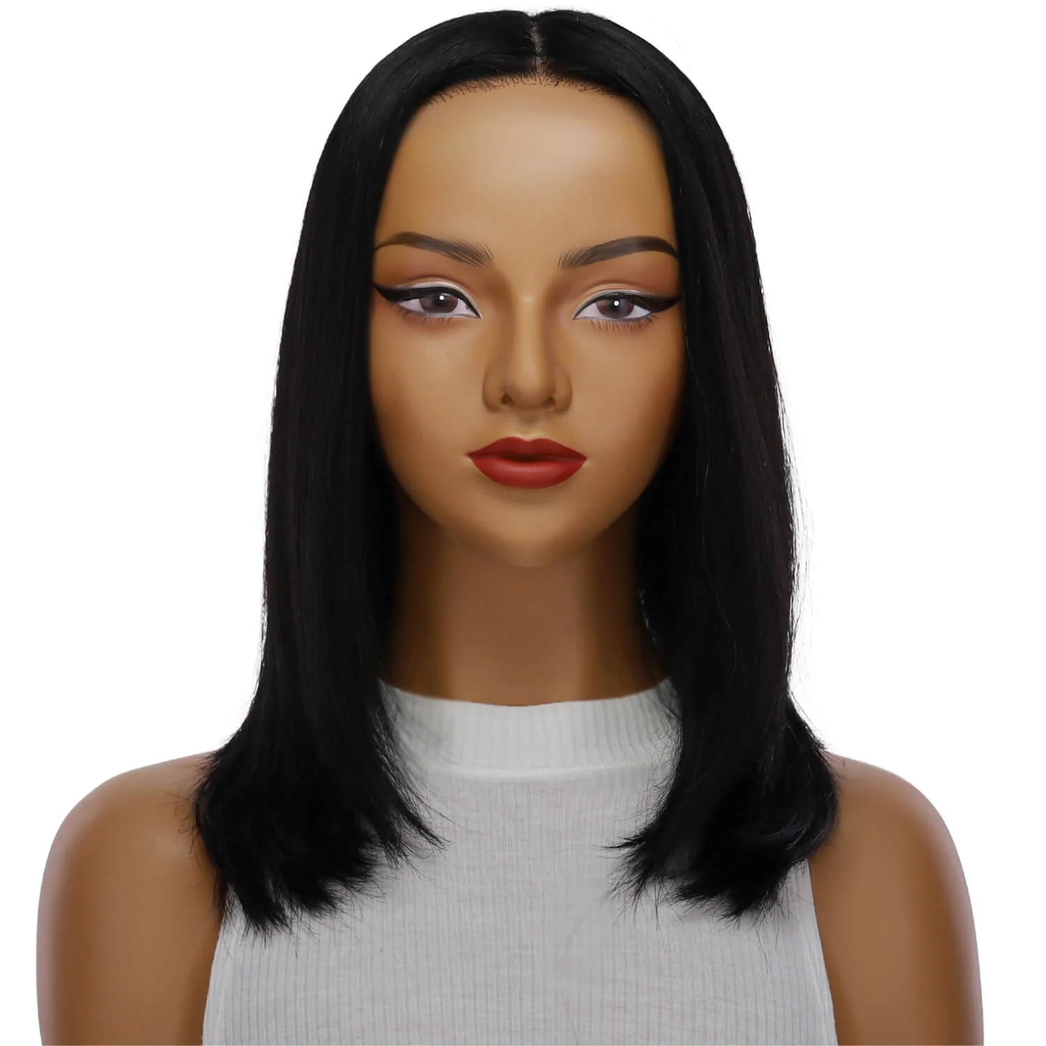 16" Ponytail Silk Part Wig Jet Black - Image 2