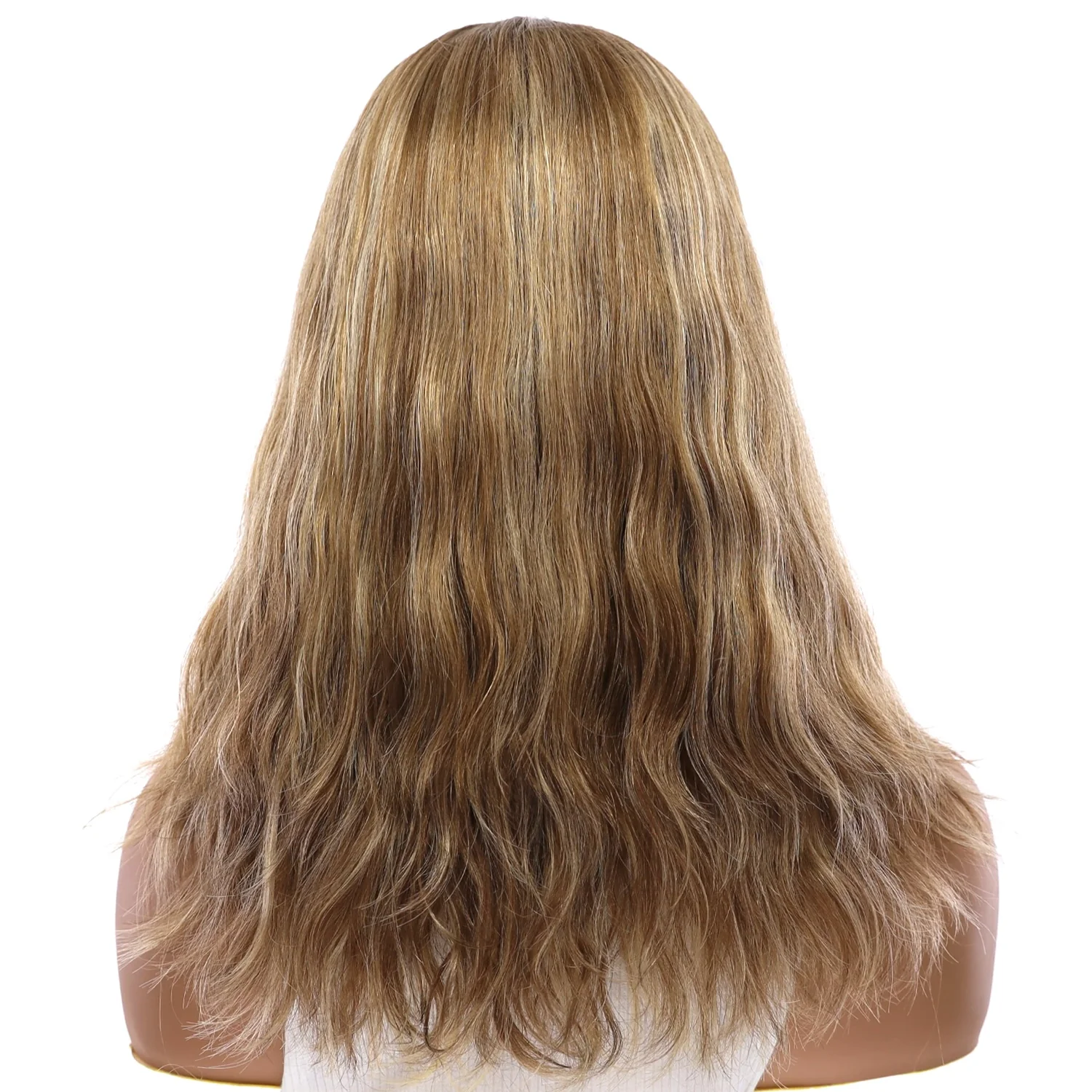 16" Ponytail Silk Part Wig Medium Blonde Wavy - Image 3