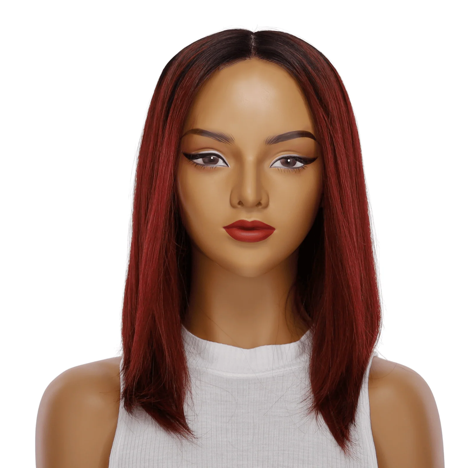 16" Ponytail Silk Part Wig Merlot Red - Image 2