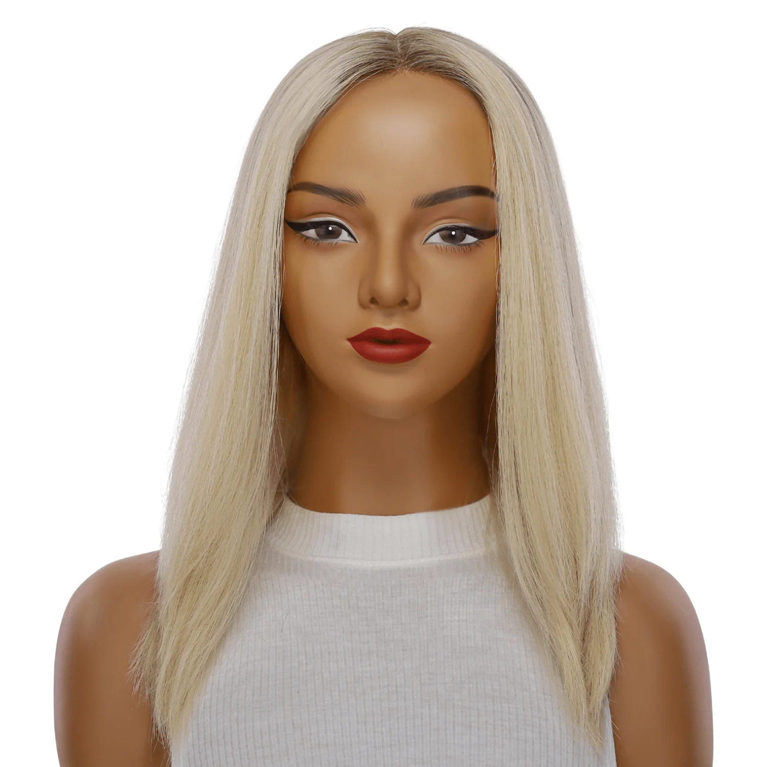 16" Ponytail Silk Part Wig Platinum Blonde 2.0 - Image 2