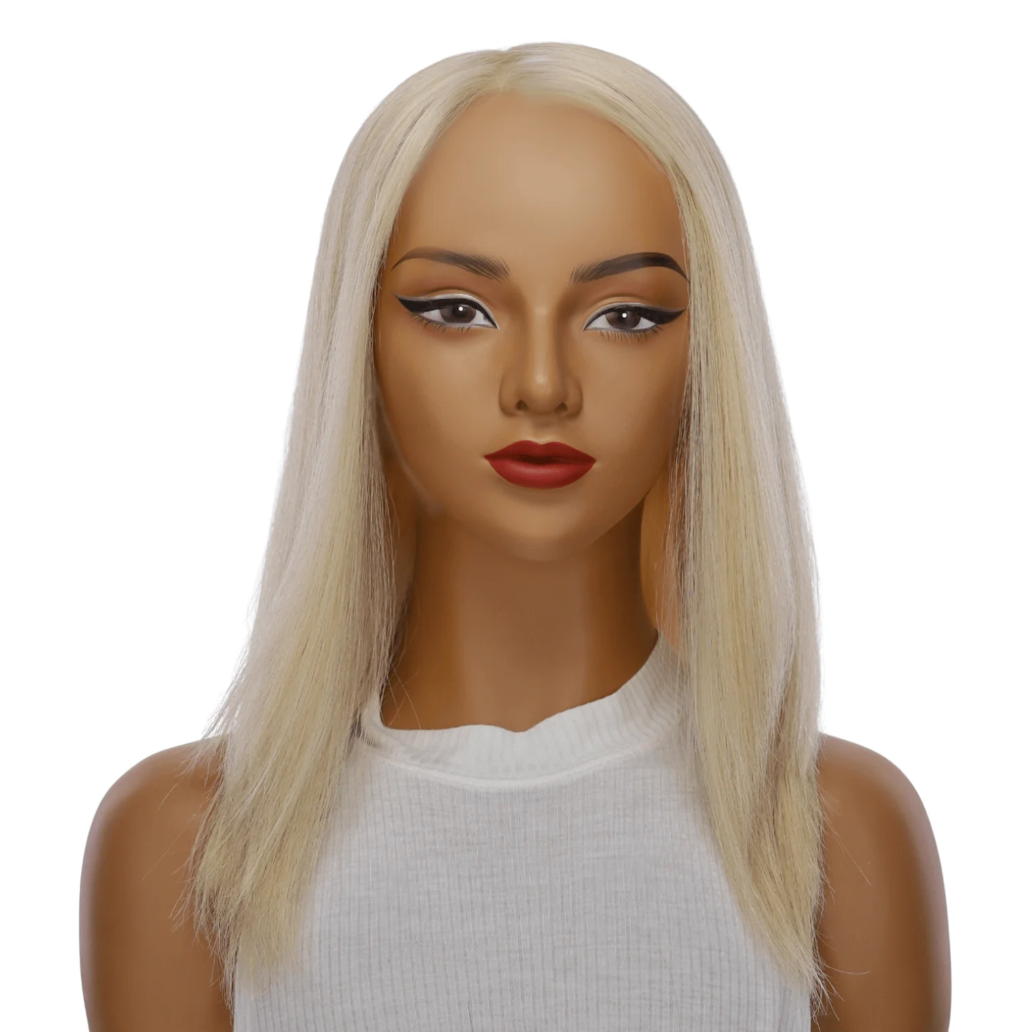 16" Ponytail Silk Part Wig Platinum Blonde w/ No Rooting 2.0 - Image 2